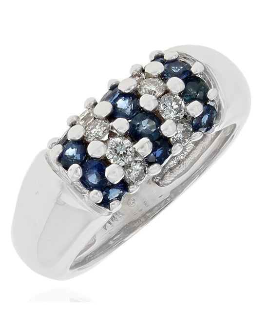 5 Row Alternating Sapphire and Diamond Band