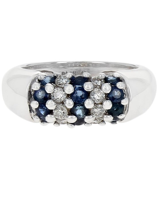 5 Row Alternating Sapphire and Diamond Band