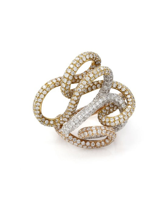 Pave Diamond Swirl Ring in Gold