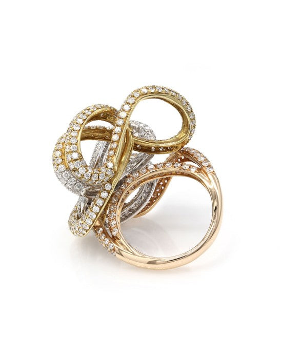 Pave Diamond Swirl Ring in Gold