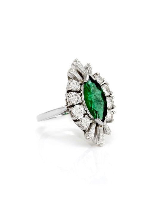 2.03ct Emerald & 1.36ctw Diamond Halo Ring in Platinum