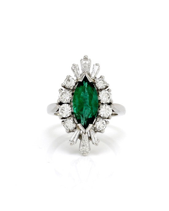 2.03ct Emerald & 1.36ctw Diamond Halo Ring in Platinum
