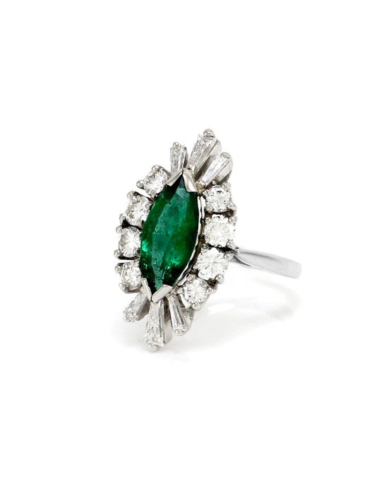 2.03ct Emerald & 1.36ctw Diamond Halo Ring in Platinum
