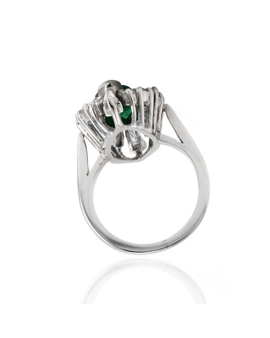 2.03ct Emerald & 1.36ctw Diamond Halo Ring in Platinum