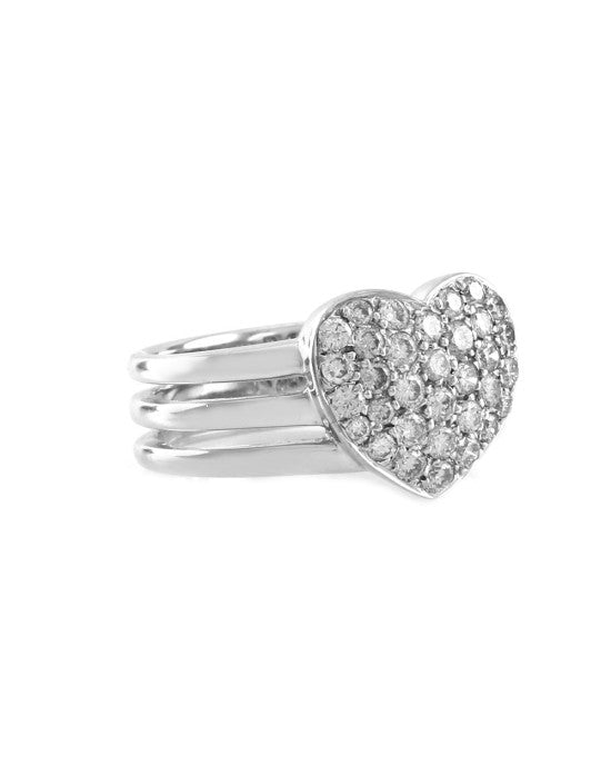 0.53ctw Pave Diamond Cluster Ring with Triple Split Shank in 18K White Gold