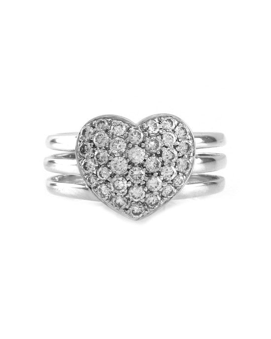 0.53ctw Pave Diamond Cluster Ring with Triple Split Shank in 18K White Gold