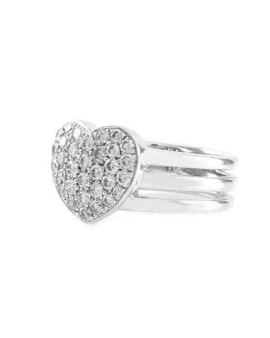 0.53ctw Pave Diamond Cluster Ring with Triple Split Shank in 18K White Gold