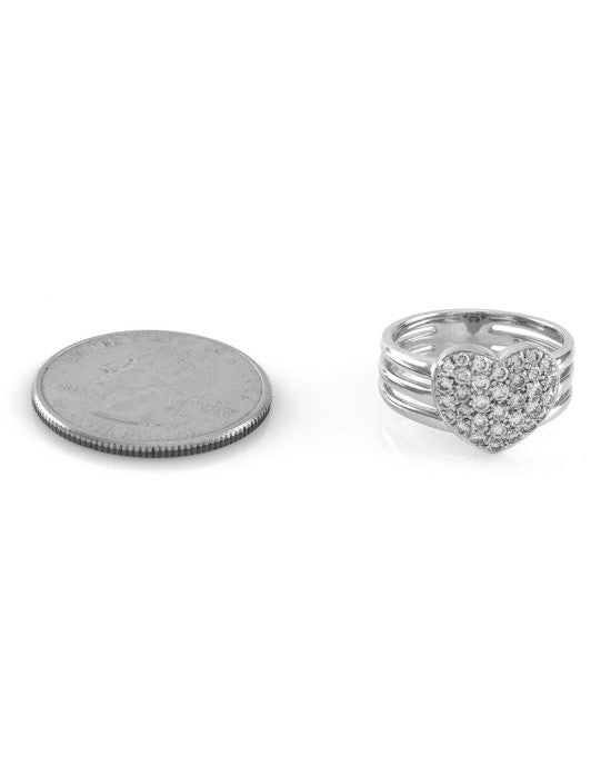 0.53ctw Pave Diamond Cluster Ring with Triple Split Shank in 18K White Gold