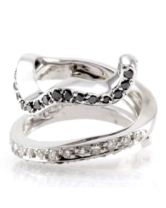 Black and White Diamond Snake Ring