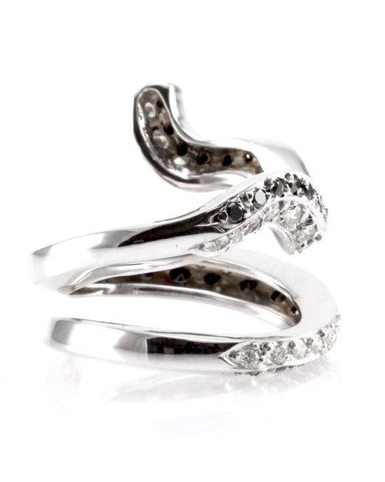 Black and White Diamond Snake Ring