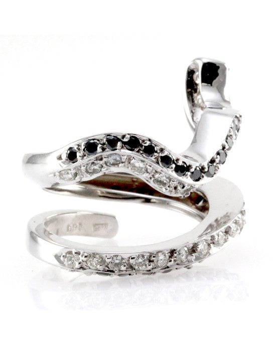 Black and White Diamond Snake Ring