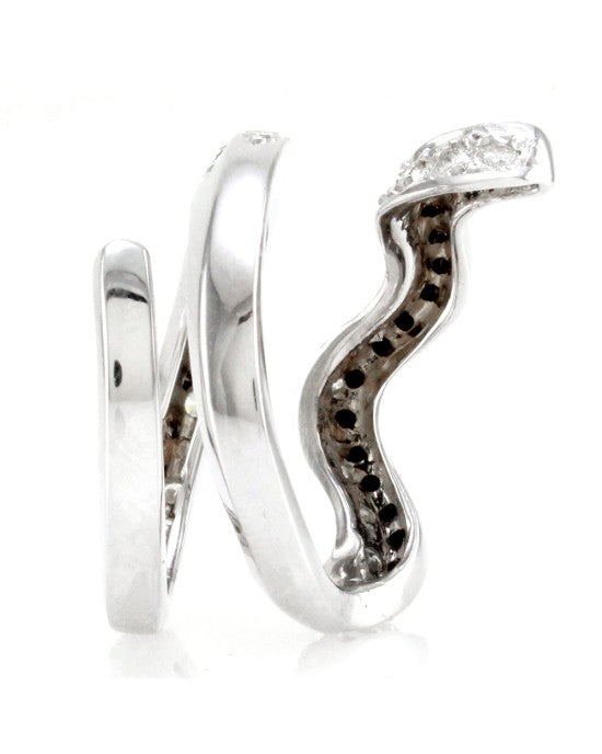 Black and White Diamond Snake Ring