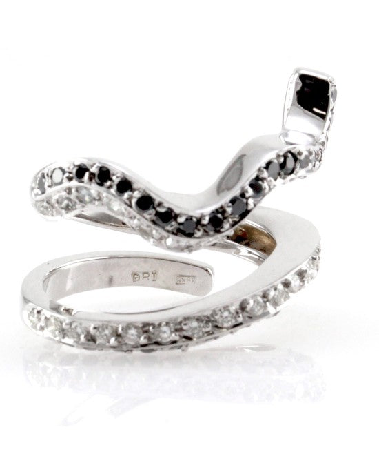 Black and White Diamond Snake Ring