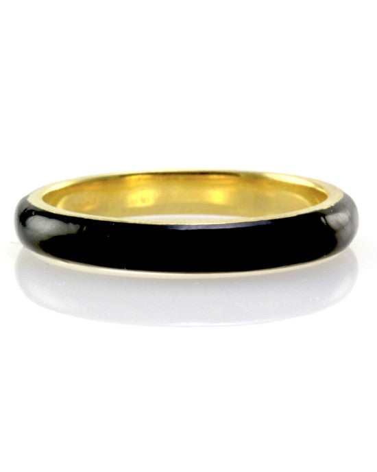 Hidalgo Black Enamel Stackable Eternity Band in 18K Yellow Gold SZ 6.5