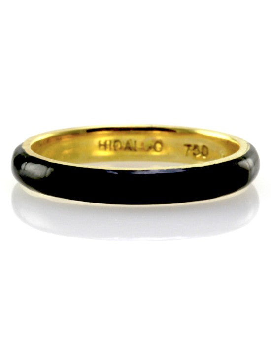 Hidalgo Black Enamel Stackable Eternity Band in 18K Yellow Gold SZ 6.5