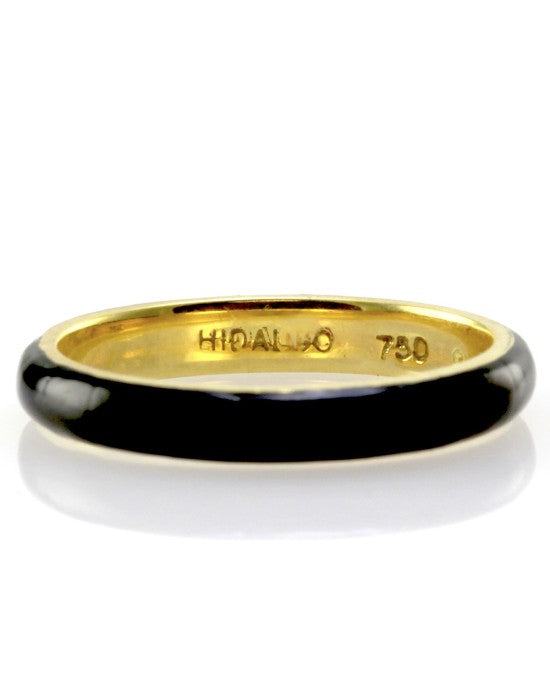 Hidalgo Black Enamel Stackable Eternity Band in 18K Yellow Gold SZ 6.5