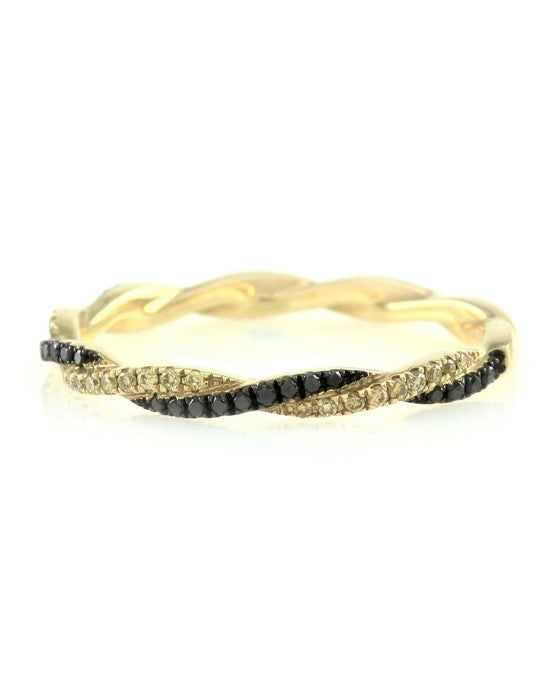 Hidalgo Pave Black and Yellow Diamond Twisted Ring Guard in Gold