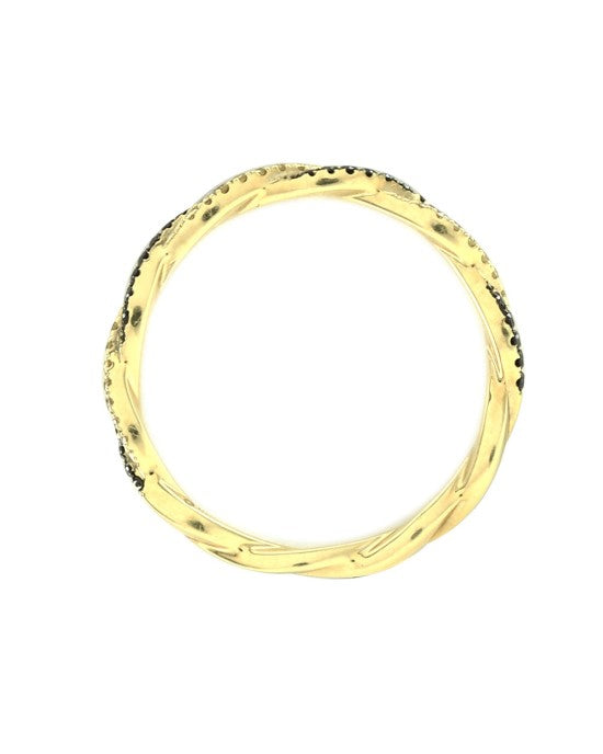 Hidalgo Pave Black and Yellow Diamond Twisted Ring Guard in Gold