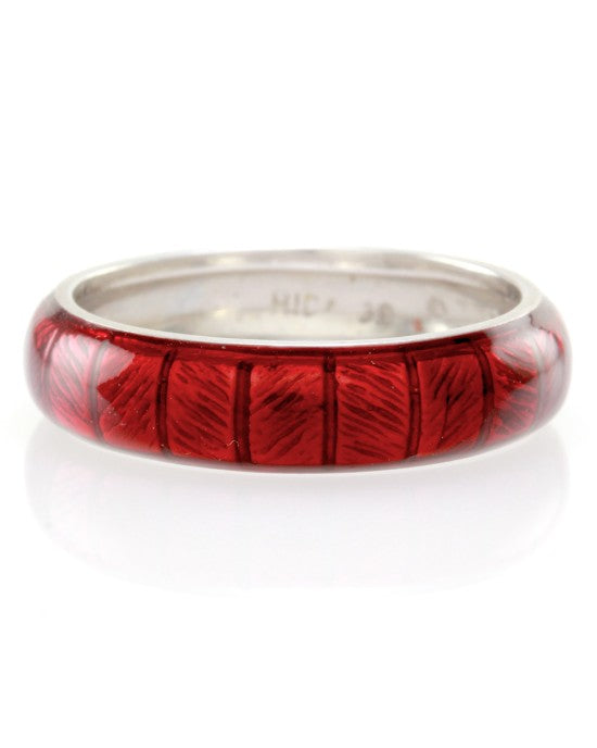 Hidalgo Red Enamel Stackable Eternity Band in 18K White Gold SZ 6.25