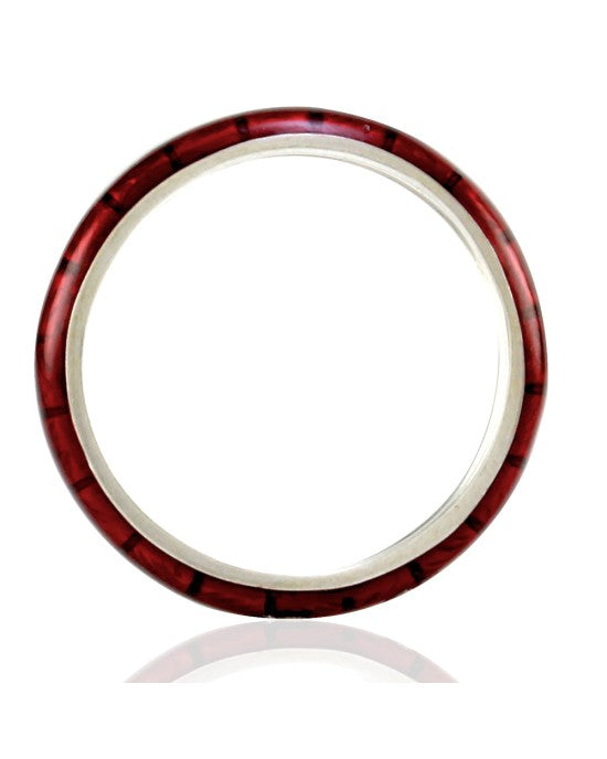 Hidalgo Red Enamel Stackable Eternity Band in 18K White Gold SZ 6.25