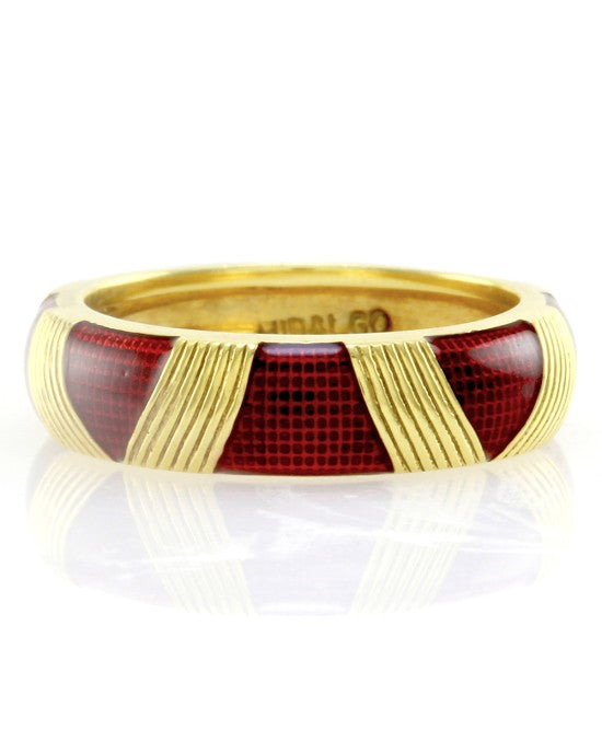 Hidalgo Red Enamel Eternity Band in 18K Yellow Gold SZ 6.25