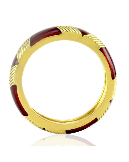 Hidalgo Red Enamel Eternity Band in 18K Yellow Gold SZ 6.25