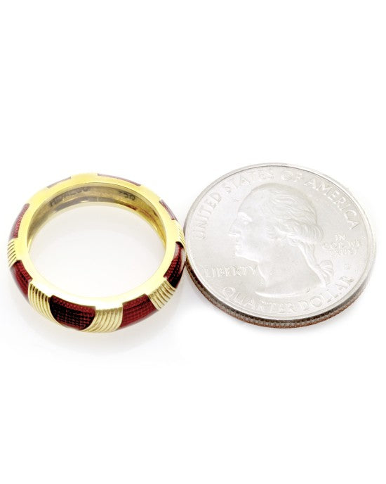 Hidalgo Red Enamel Eternity Band in 18K Yellow Gold SZ 6.25