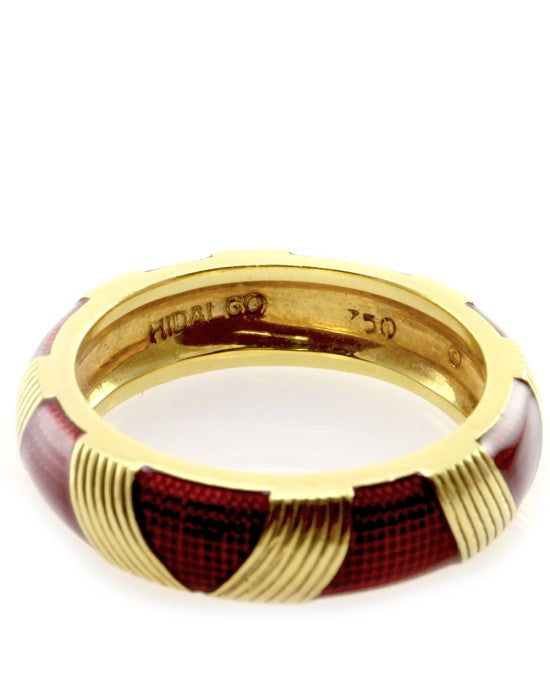 Hidalgo Red Enamel Eternity Band in 18K Yellow Gold SZ 6.25