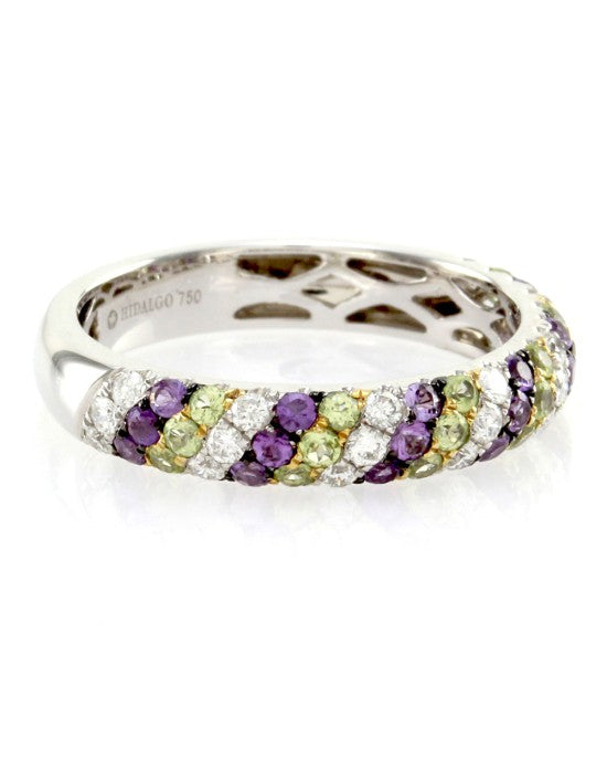 Hidalgo Diamond, Peridot and Amethyst Band in Gold