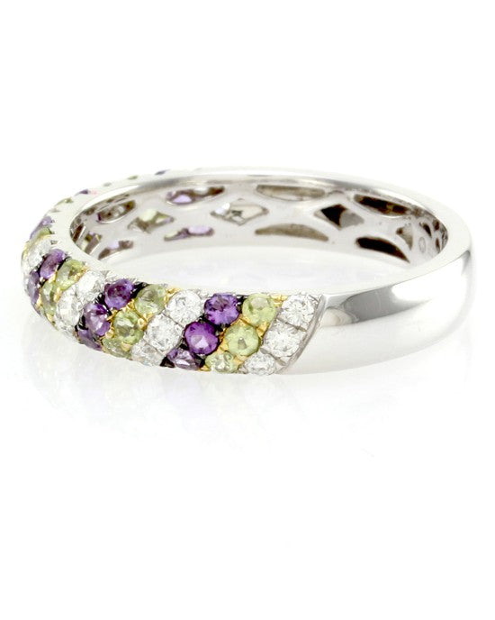 Hidalgo Diamond, Peridot and Amethyst Band in Gold