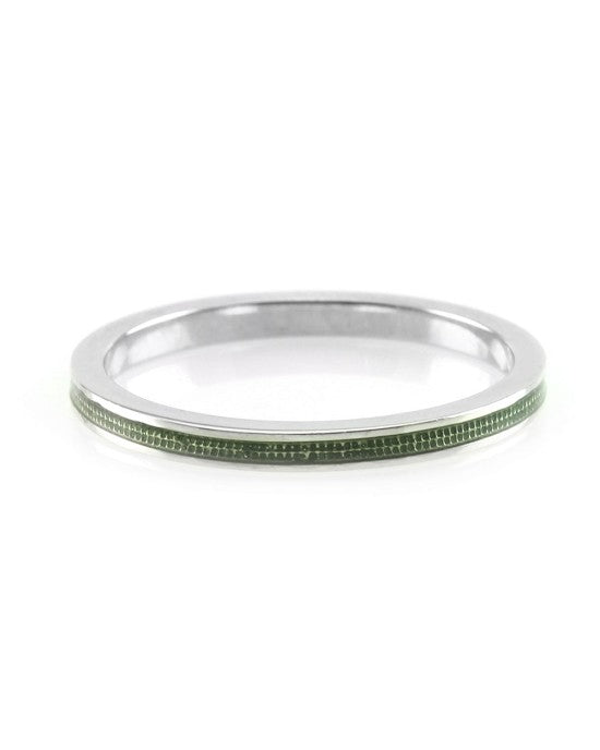 Hidalgo Green Enamel Stackable Eternity Band in 18K White Gold SZ 6.5