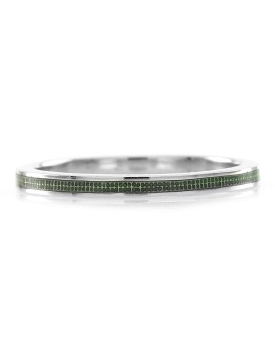 Hidalgo Green Enamel Stackable Eternity Band in 18K White Gold SZ 6.5