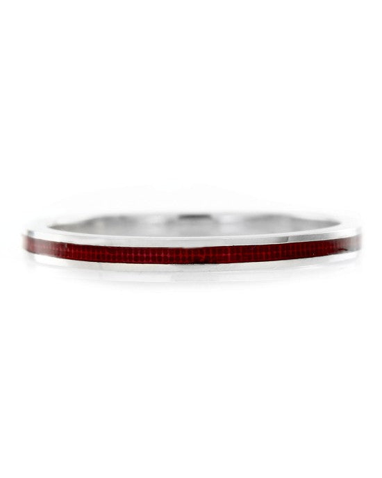 Hidalgo Red Enamel Stackable Eternity Band in 18K White Gold SZ 6.5