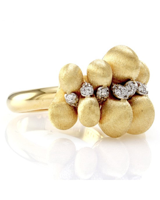 Nanis Transformista Pave Diamond Puffed Gold Ring in 18K Yellow Gold