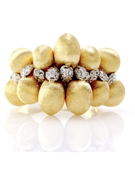 Nanis Transformista Pave Diamond Puffed Gold Ring in 18K Yellow Gold