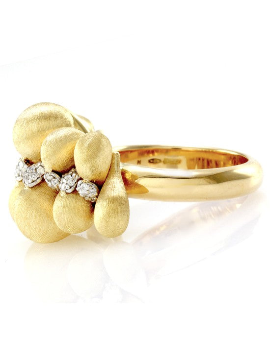 Nanis Transformista Pave Diamond Puffed Gold Ring in 18K Yellow Gold