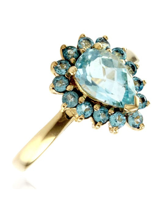 Le Vian Pear Shaped Blue Topaz Halo Ring