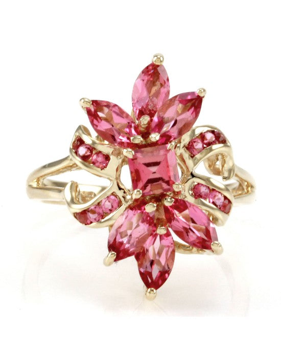 14KY PINK TOPAZ CLUSTER RING