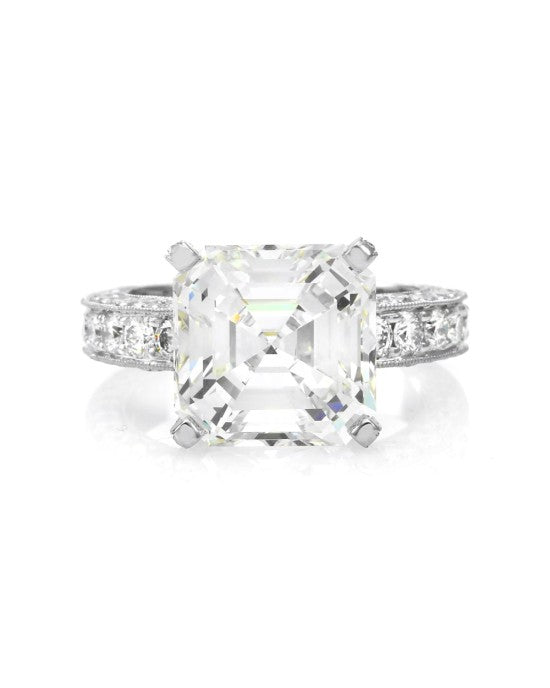 GIA Certified Square Emerald Cut Diamond Solitaire Ring in Platinum