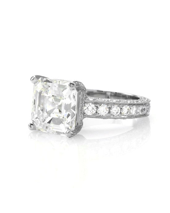 GIA Certified Square Emerald Cut Diamond Solitaire Ring in Platinum