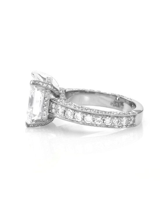 GIA Certified Square Emerald Cut Diamond Solitaire Ring in Platinum