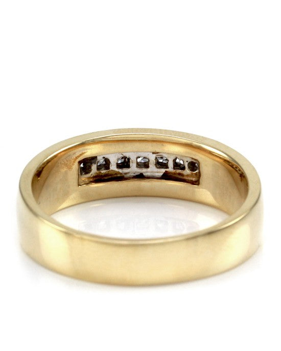 Gentleman's Channel Set Diamond Band in Two Tone 14K Gold