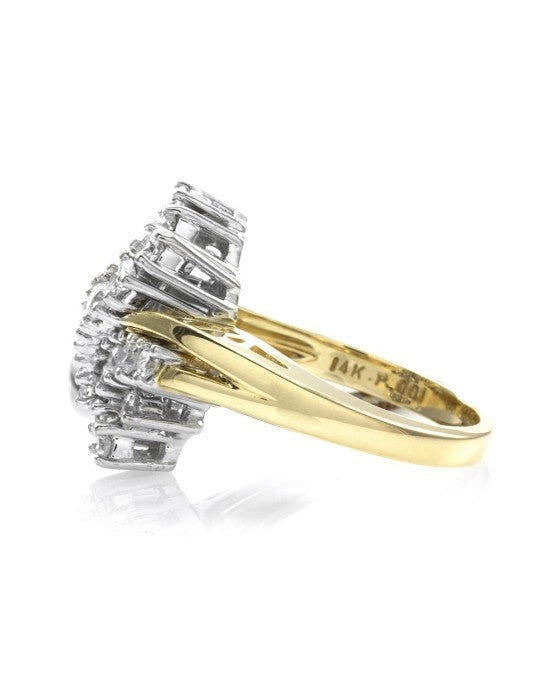 Diamond Cluster Ring in White and Yellow Gold