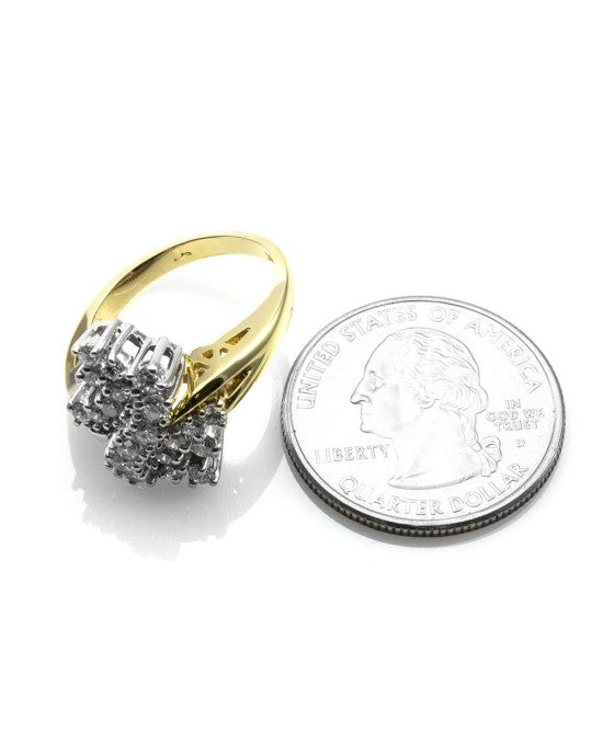 Diamond Cluster Ring in White and Yellow Gold