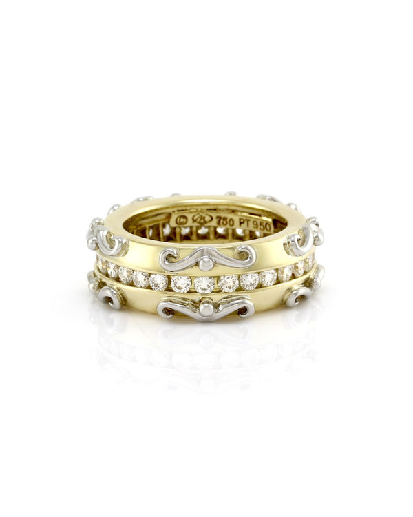 1.13ctw Diamond Eternity Band/ Ring in Platinum & 18K Yellow Gold SZ 5