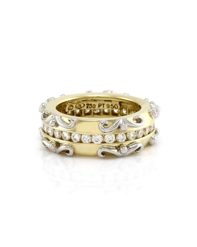 1.13ctw Diamond Eternity Band/ Ring in Platinum & 18K Yellow Gold SZ 5