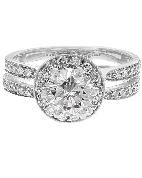 1.00ct VS1, G Round Brilliant Cut Diamond Engagement Ring in 14K White Gold