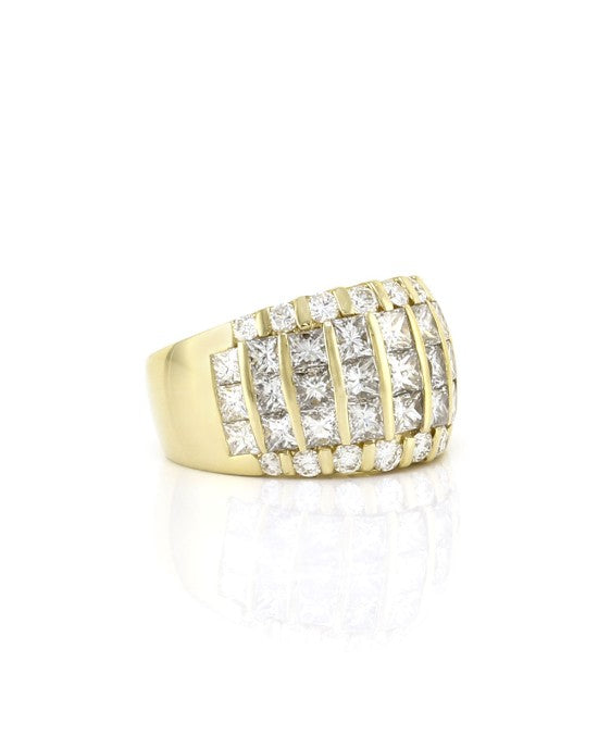 4.41ctw Five Row Diamond Band/ Ring in 18K Yellow Gold SZ 6.25