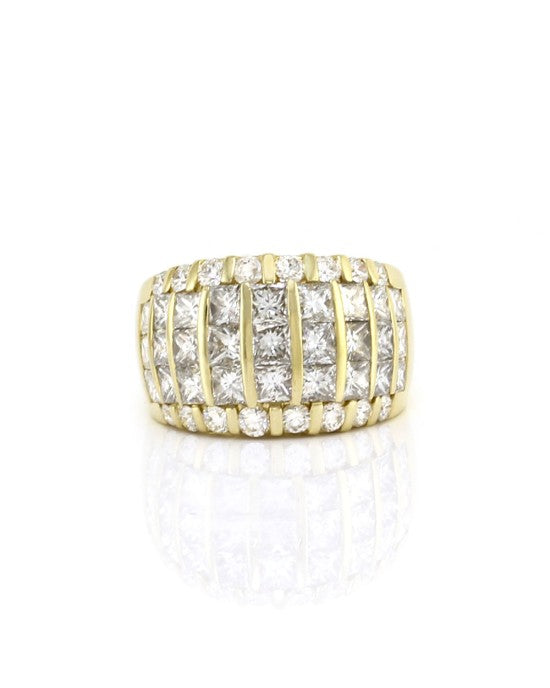 4.41ctw Five Row Diamond Band/ Ring in 18K Yellow Gold SZ 6.25