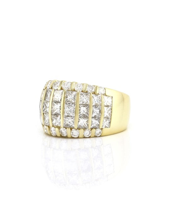 4.41ctw Five Row Diamond Band/ Ring in 18K Yellow Gold SZ 6.25